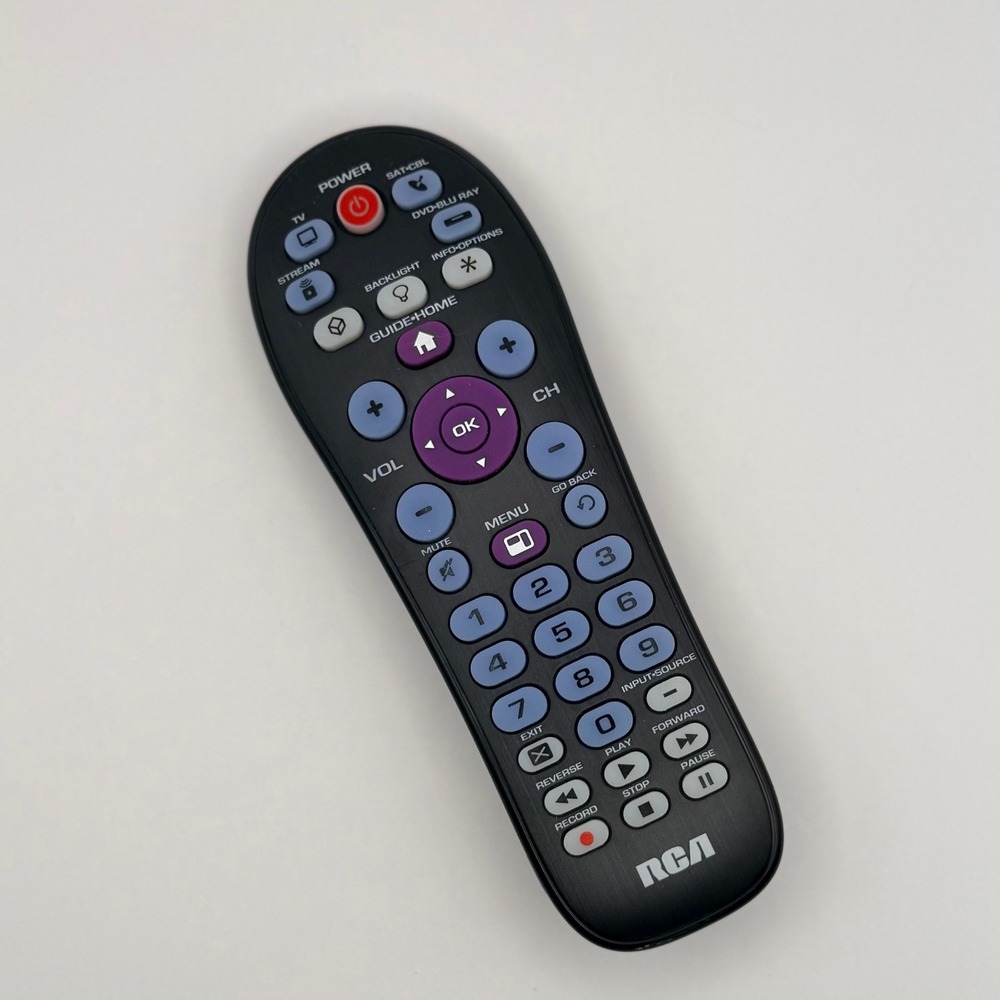 RCA Universal Remote Control Black Backlit for TV DVD Streaming SAT CBL